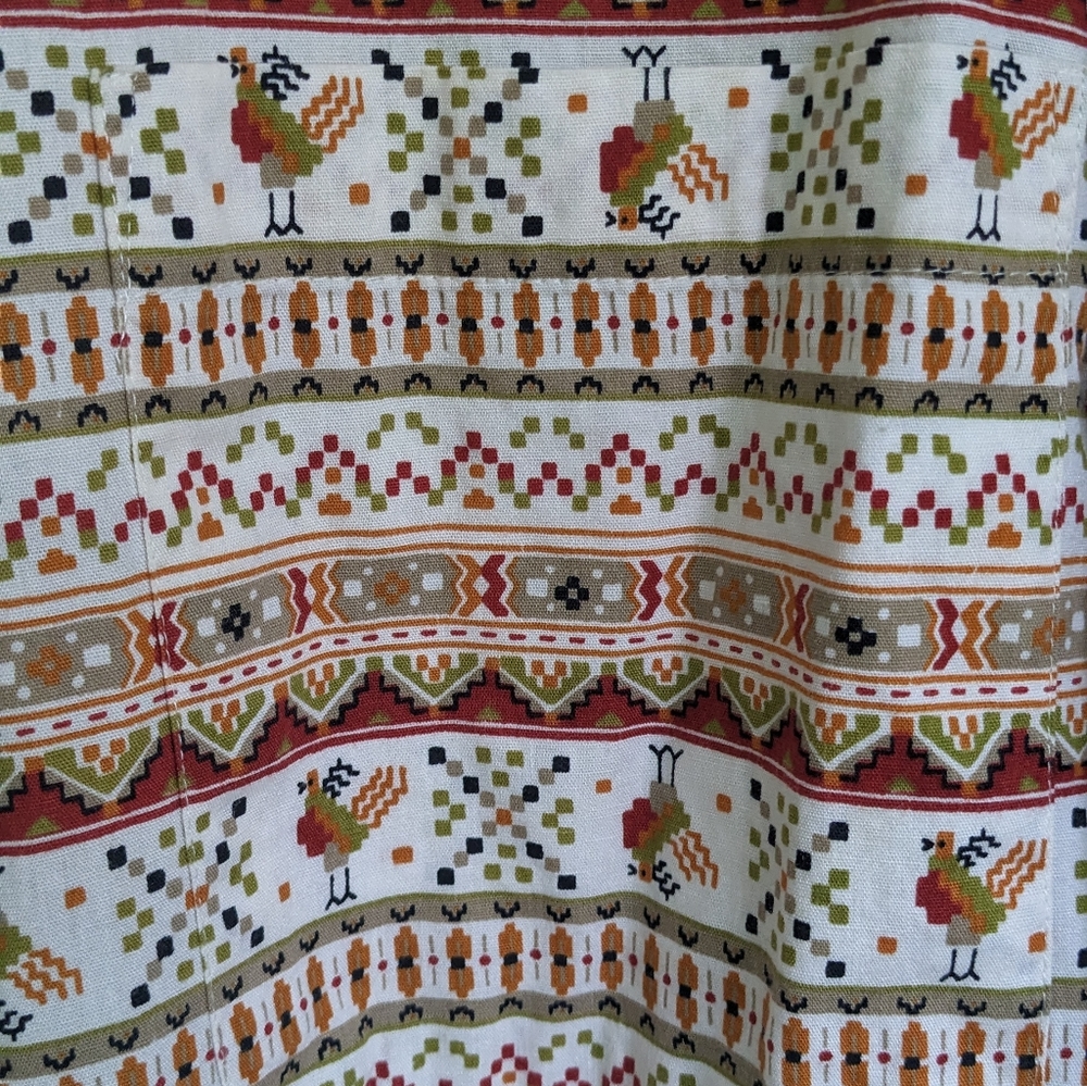 Vintage Pheasant Turkey Print Button-Up Shirt L – Retro Thanksgiving Hunting
